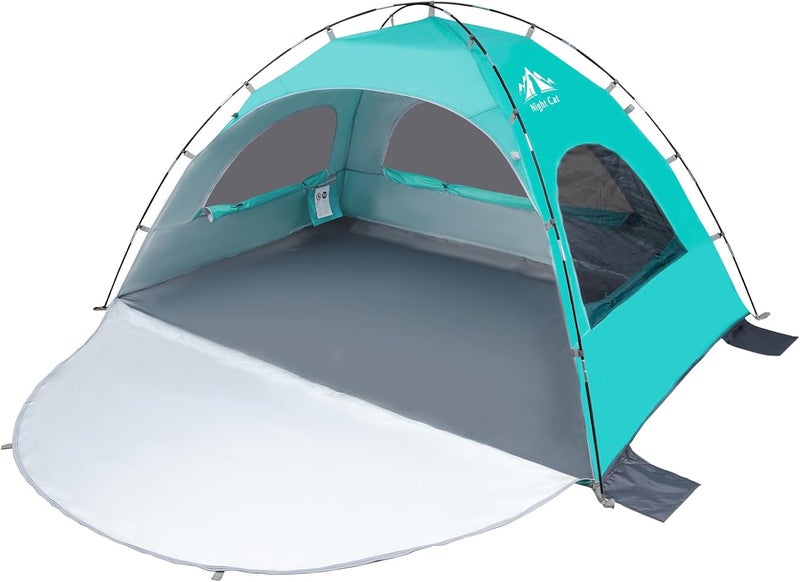 Night Cat Beach Tent Portable Camping Sun Shade Shelter for 2-4 Persons with UV Protection 3 Breathable Mesh Windows Extended Tent Floor Easy Set Up Outdoor - Image 1